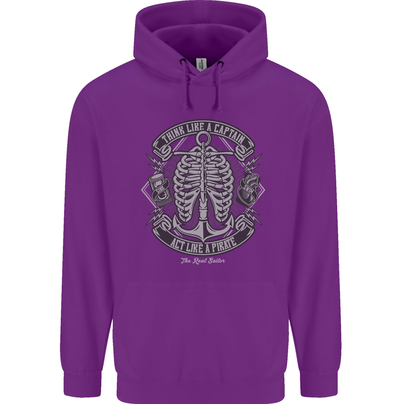 Think Like a Pirate Act Captian Sailing Mens 80% Cotton Hoodie Purple