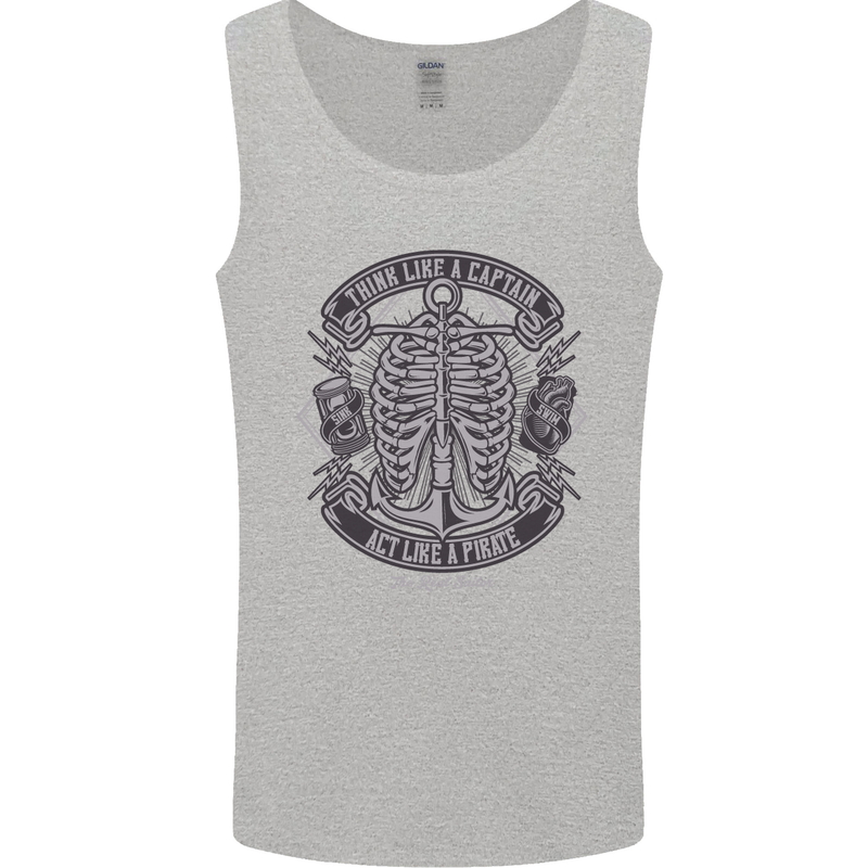 Think Like a Pirate Act Captian Sailing Mens Vest Tank Top Sports Grey