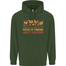 Thinking About Chickens Funny Farm Farmer Childrens Kids Hoodie Forest Green