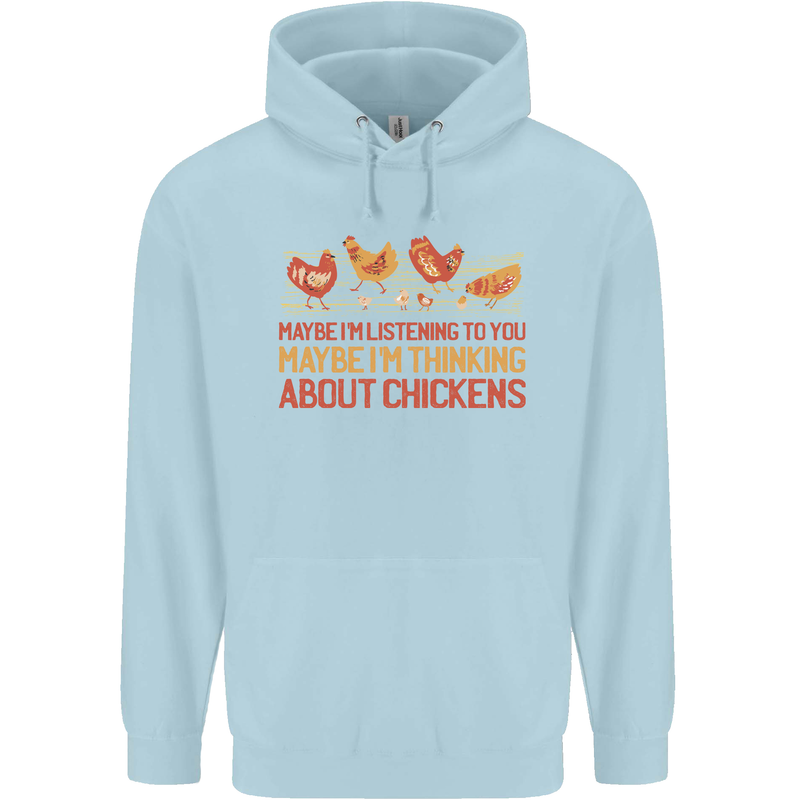 Thinking About Chickens Funny Farm Farmer Childrens Kids Hoodie Light Blue