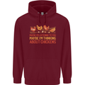 Thinking About Chickens Funny Farm Farmer Childrens Kids Hoodie Maroon