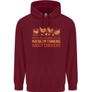 Thinking About Chickens Funny Farm Farmer Childrens Kids Hoodie Maroon