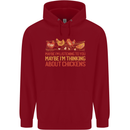 Thinking About Chickens Funny Farm Farmer Childrens Kids Hoodie Red