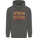 Thinking About Chickens Funny Farm Farmer Childrens Kids Hoodie Storm Grey
