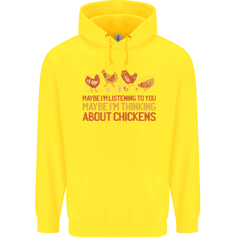 Thinking About Chickens Funny Farm Farmer Childrens Kids Hoodie Yellow