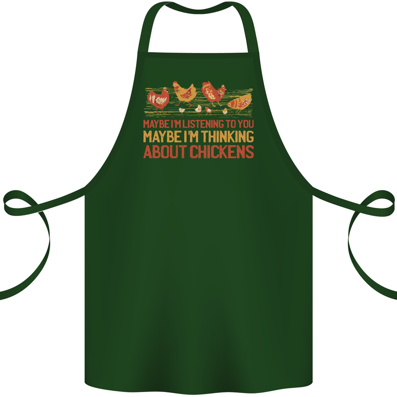 Thinking About Chickens Funny Farm Farmer Cotton Apron 100% Organic Forest Green