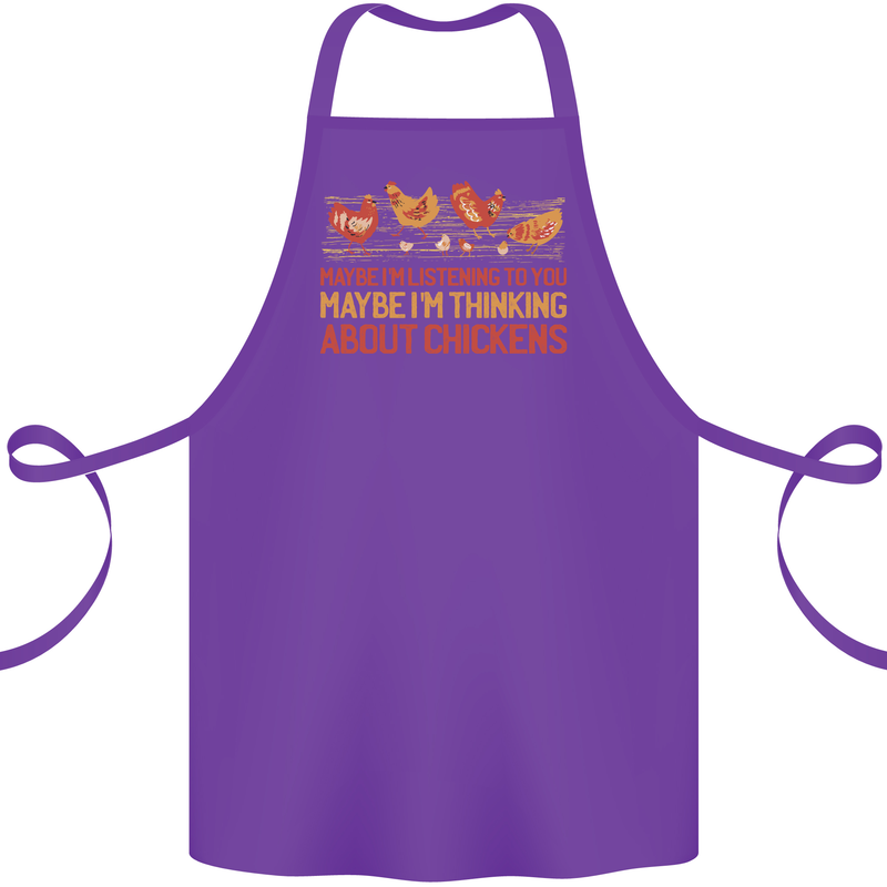 Thinking About Chickens Funny Farm Farmer Cotton Apron 100% Organic Purple