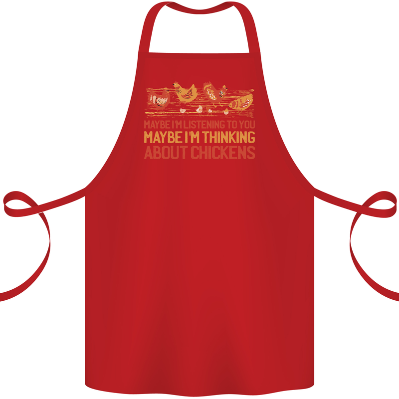 Thinking About Chickens Funny Farm Farmer Cotton Apron 100% Organic Red