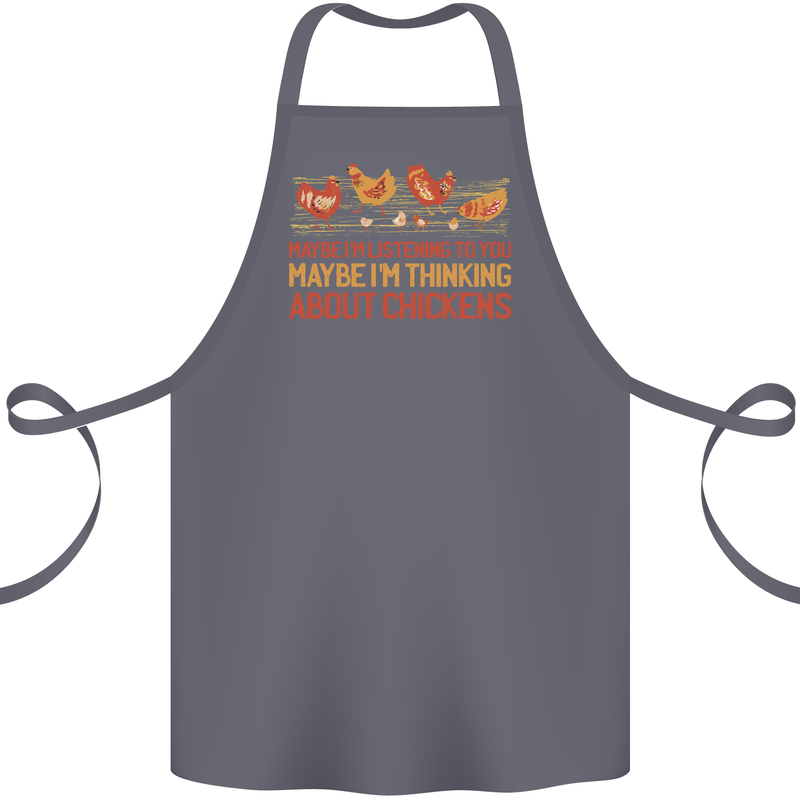 Thinking About Chickens Funny Farm Farmer Cotton Apron 100% Organic Steel