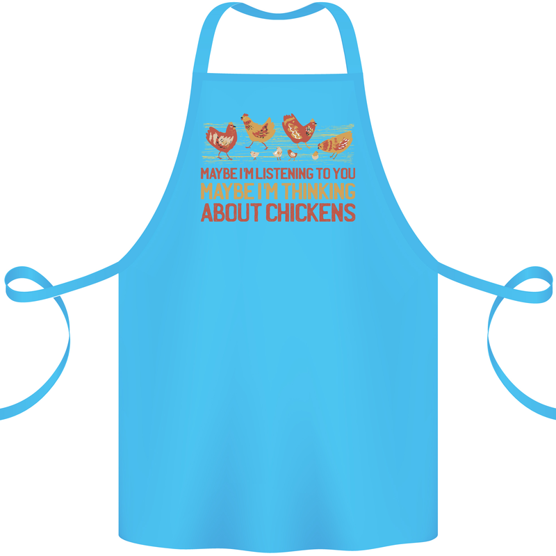 Thinking About Chickens Funny Farm Farmer Cotton Apron 100% Organic Turquoise