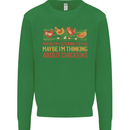 Thinking About Chickens Funny Farm Farmer Kids Sweatshirt Jumper Irish Green