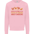 Thinking About Chickens Funny Farm Farmer Kids Sweatshirt Jumper Light Pink
