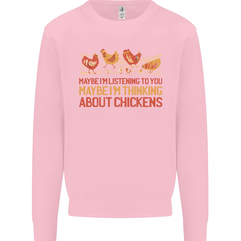 Thinking About Chickens Funny Farm Farmer Kids Sweatshirt Jumper Light Pink