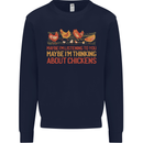 Thinking About Chickens Funny Farm Farmer Kids Sweatshirt Jumper Navy Blue