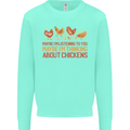 Thinking About Chickens Funny Farm Farmer Kids Sweatshirt Jumper Peppermint