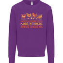Thinking About Chickens Funny Farm Farmer Kids Sweatshirt Jumper Purple