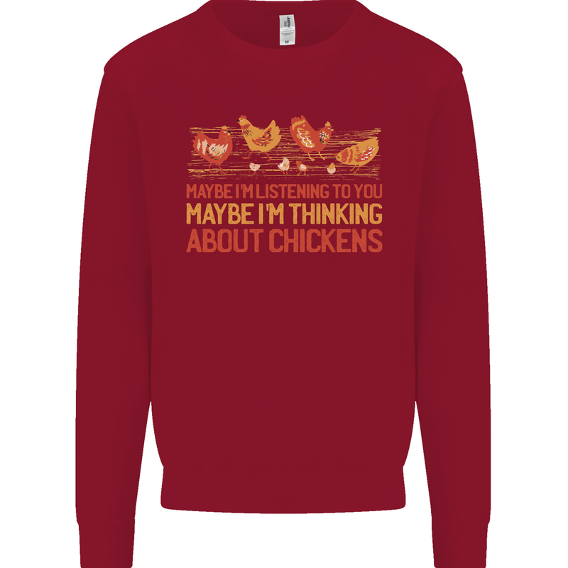 Thinking About Chickens Funny Farm Farmer Kids Sweatshirt Jumper Red