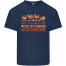 Thinking About Chickens Funny Farm Farmer Kids T-Shirt Childrens Navy Blue