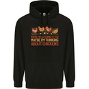 Thinking About Chickens Funny Farm Farmer Mens 80% Cotton Hoodie Black