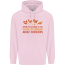 Thinking About Chickens Funny Farm Farmer Mens 80% Cotton Hoodie Light Pink