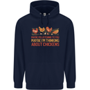 Thinking About Chickens Funny Farm Farmer Mens 80% Cotton Hoodie Navy Blue