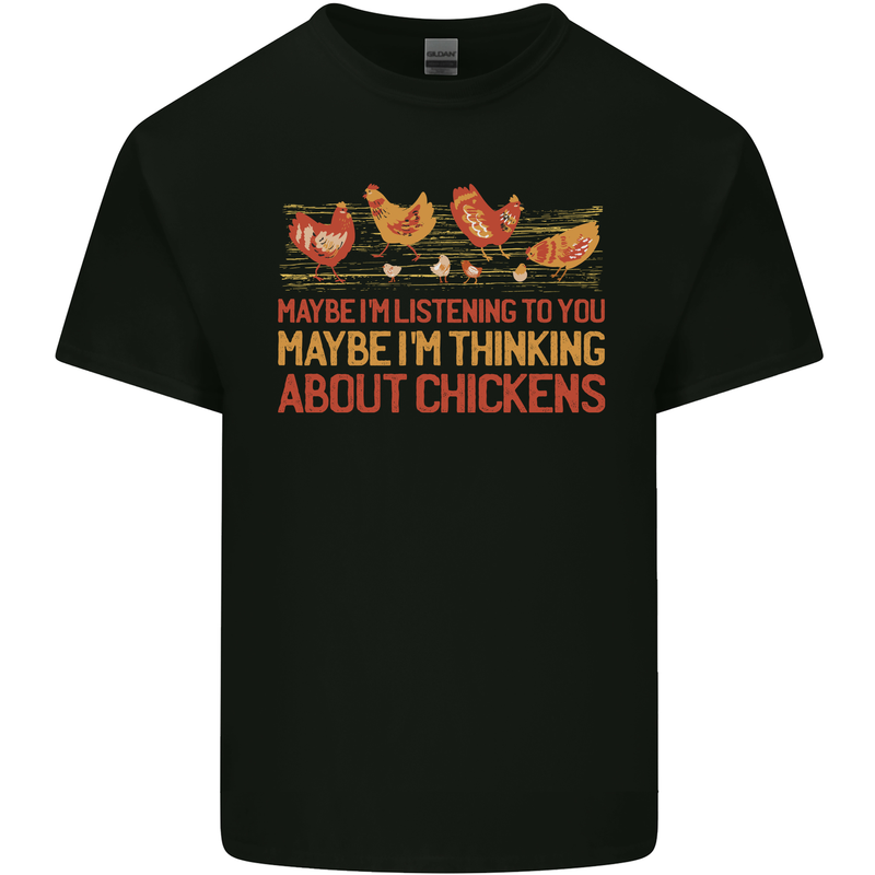 Thinking About Chickens Funny Farm Farmer Mens Cotton T-Shirt Tee Top Black