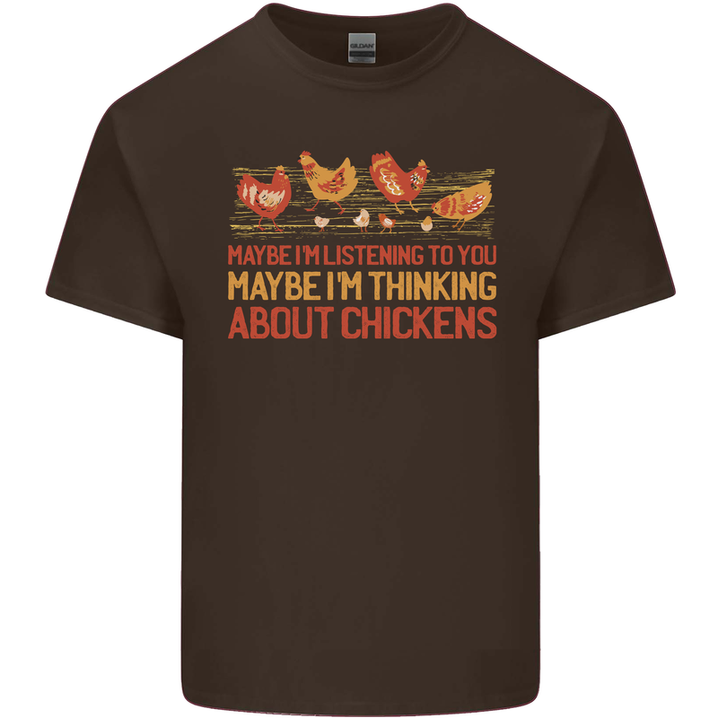 Thinking About Chickens Funny Farm Farmer Mens Cotton T-Shirt Tee Top Dark Chocolate