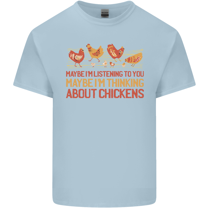 Thinking About Chickens Funny Farm Farmer Mens Cotton T-Shirt Tee Top Light Blue