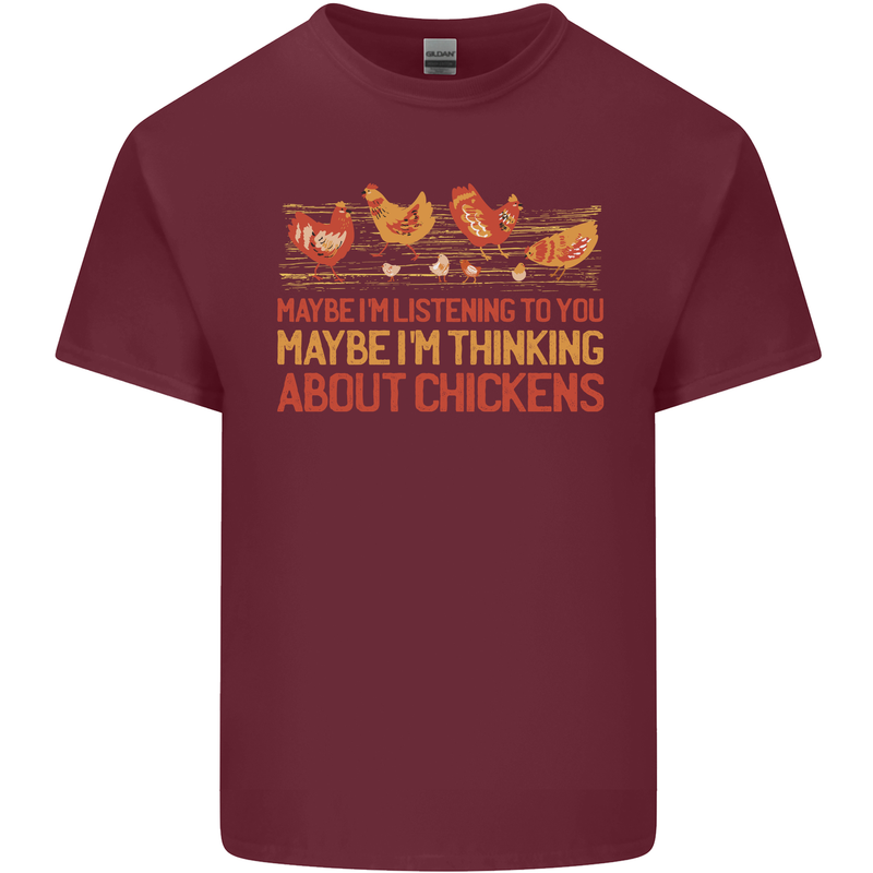 Thinking About Chickens Funny Farm Farmer Mens Cotton T-Shirt Tee Top Maroon