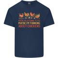 Thinking About Chickens Funny Farm Farmer Mens Cotton T-Shirt Tee Top Navy Blue