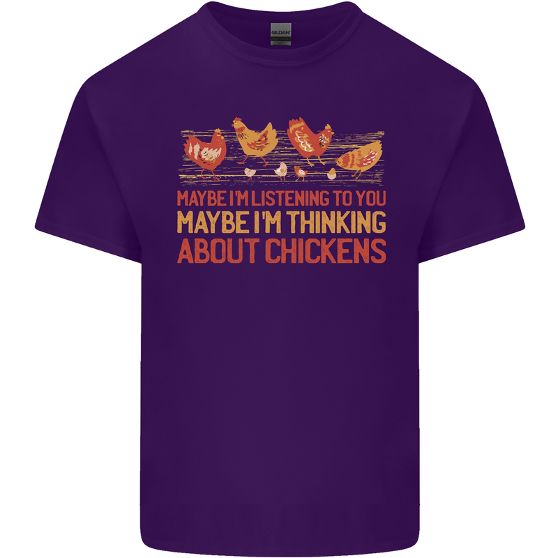 Thinking About Chickens Funny Farm Farmer Mens Cotton T-Shirt Tee Top Purple
