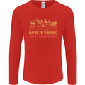Thinking About Chickens Funny Farm Farmer Mens Long Sleeve T-Shirt Red