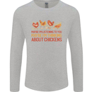 Thinking About Chickens Funny Farm Farmer Mens Long Sleeve T-Shirt Sports Grey