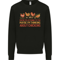 Thinking About Chickens Funny Farm Farmer Mens Sweatshirt Jumper Black