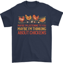 Thinking About Chickens Funny Farm Farmer Mens T-Shirt 100% Cotton Navy Blue
