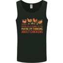 Thinking About Chickens Funny Farm Farmer Mens Vest Tank Top Black