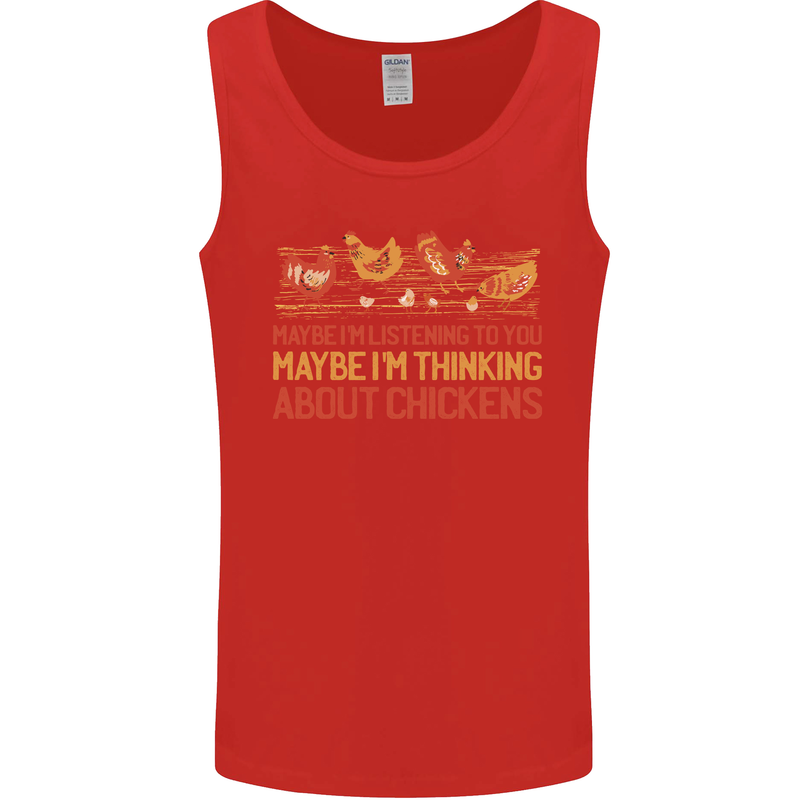 Thinking About Chickens Funny Farm Farmer Mens Vest Tank Top Red
