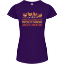 Thinking About Chickens Funny Farm Farmer Womens Petite Cut T-Shirt Purple