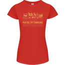 Thinking About Chickens Funny Farm Farmer Womens Petite Cut T-Shirt Red