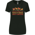 Thinking About Chickens Funny Farm Farmer Womens Wider Cut T-Shirt Black