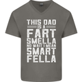 This Dad Is a Fart Smella Funny Fathers Day Mens V-Neck Cotton T-Shirt Charcoal