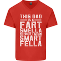 This Dad Is a Fart Smella Funny Fathers Day Mens V-Neck Cotton T-Shirt Red