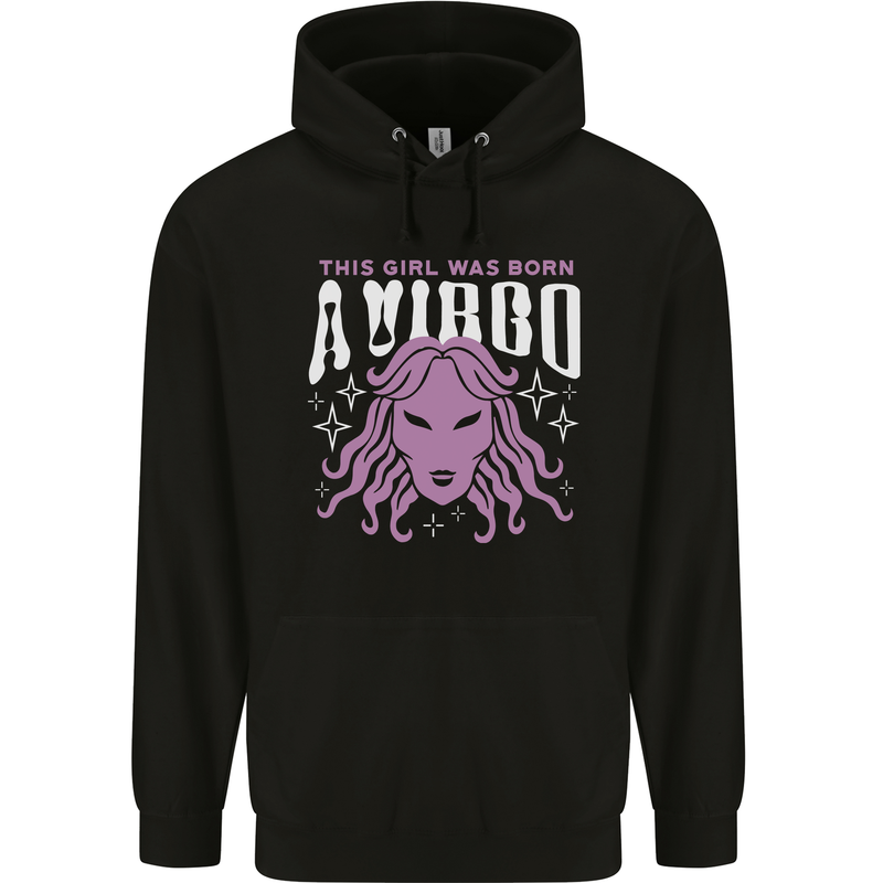 This Girl Was Born Virgo Childrens Kids Hoodie Black