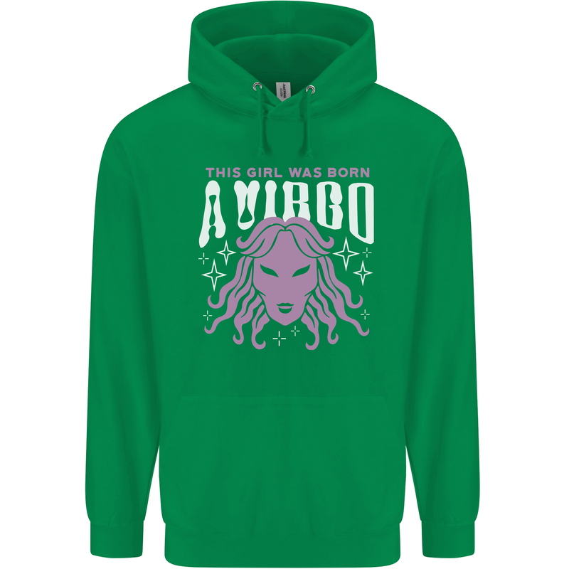 This Girl Was Born Virgo Childrens Kids Hoodie Irish Green