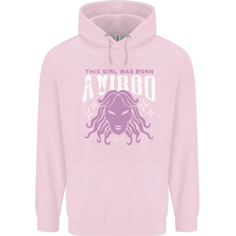 This Girl Was Born Virgo Childrens Kids Hoodie Light Pink