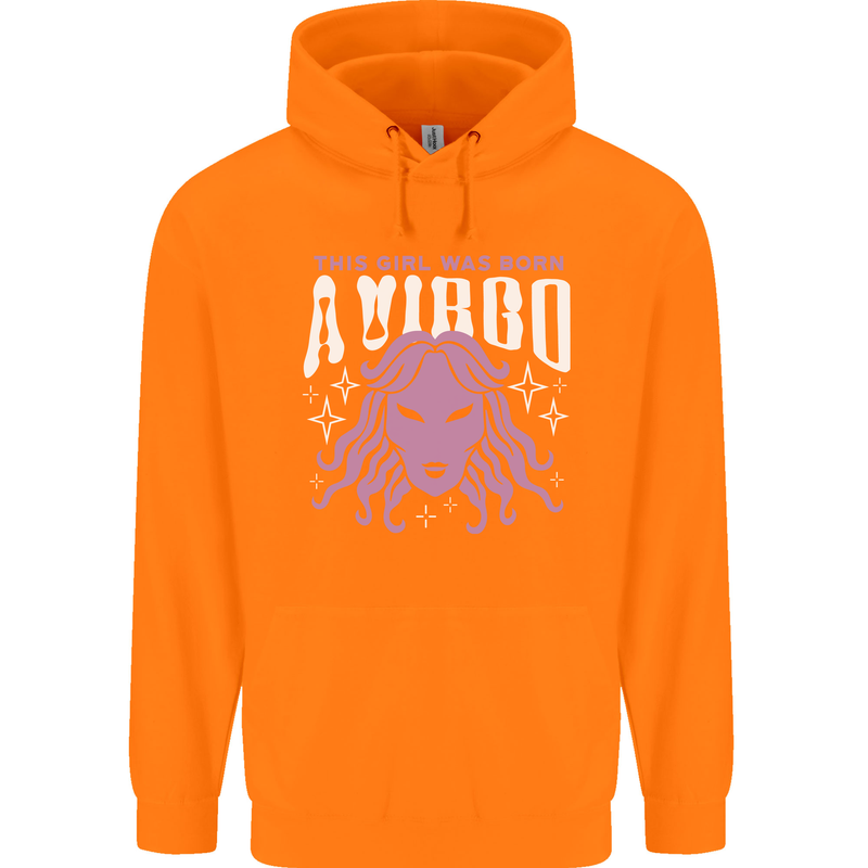 This Girl Was Born Virgo Childrens Kids Hoodie Orange