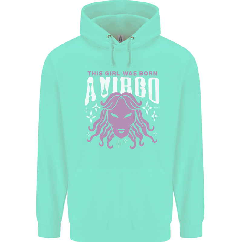 This Girl Was Born Virgo Childrens Kids Hoodie Peppermint