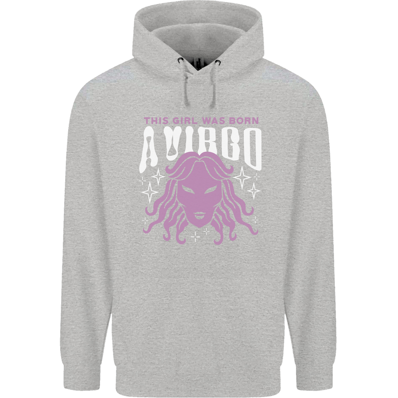 This Girl Was Born Virgo Childrens Kids Hoodie Sports Grey