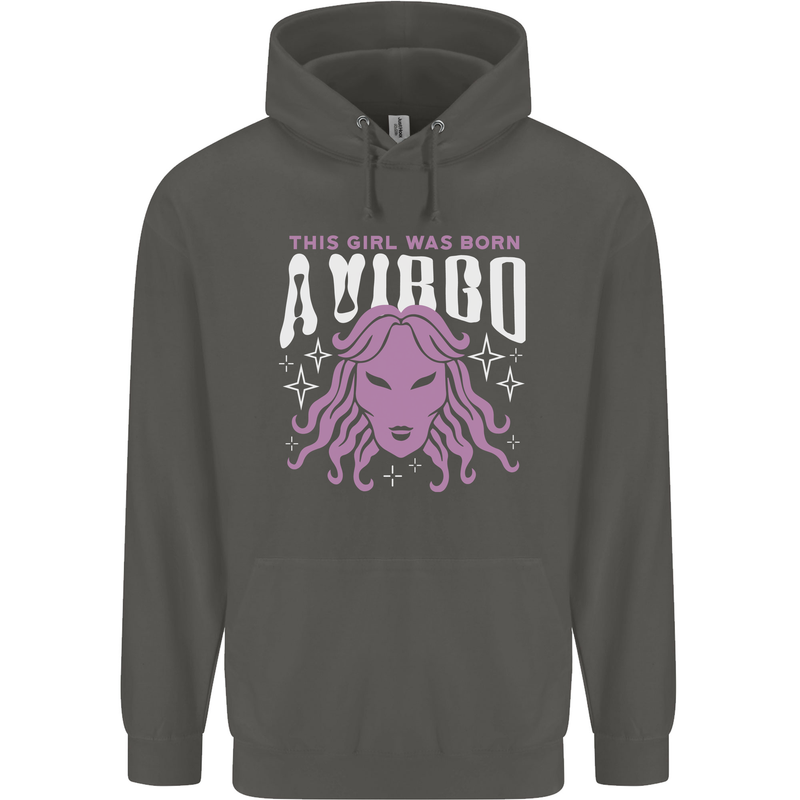 This Girl Was Born Virgo Childrens Kids Hoodie Storm Grey