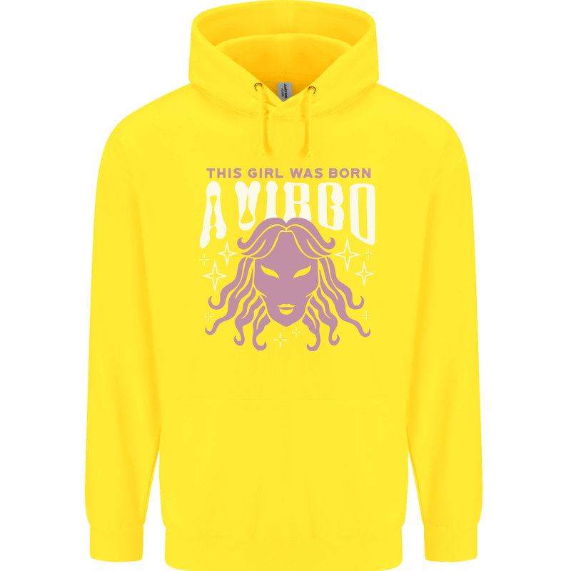 This Girl Was Born Virgo Childrens Kids Hoodie Yellow